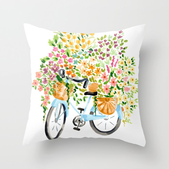 Flower Bike Throw Pillow Gallery Image 6