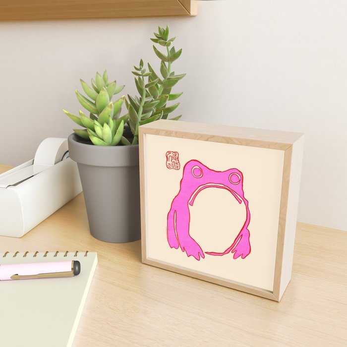 Pink Grumpy Frog Mini Art Print Gallery Image 2