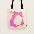 Pink Grumpy Frog Tote Bag Gallery Image 1