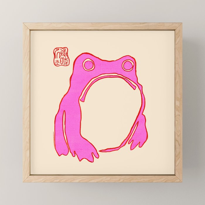 Pink Grumpy Frog Mini Art Print Gallery Image 1