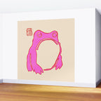 Pink Grumpy Frog Wall Mural Gallery Image 2