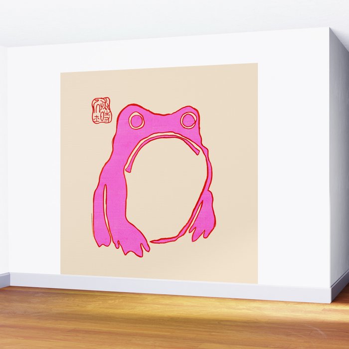 Pink Grumpy Frog Wall Mural Gallery Image 2