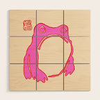 Pink Grumpy Frog Wood Wall Art Gallery Image 1