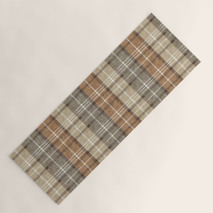 fall plaid - neutral earth tones Yoga Mat Gallery Image 1