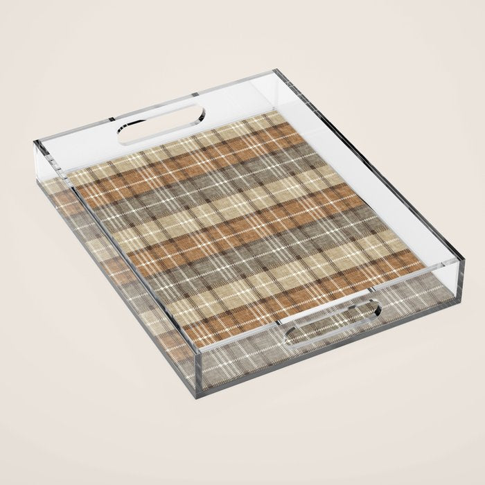 fall plaid - neutral earth tones Acrylic Tray Gallery Image 1