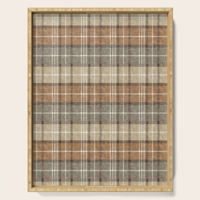 fall plaid - neutral earth tones Serving Tray Gallery Image 1