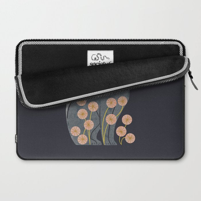 Gray Cat And Flowers Laptop Sleeve Gallery Image 2