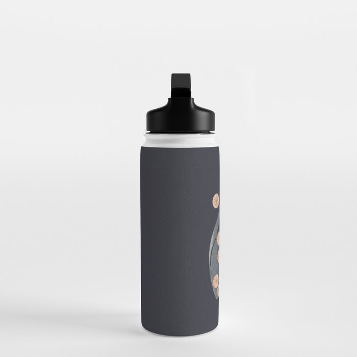 Gray Cat And Flowers Water Bottle Gallery Image 3