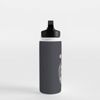 Gray Cat And Flowers Water Bottle Gallery Image 3