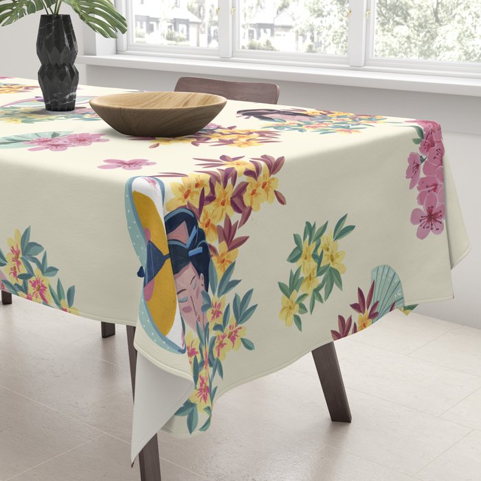 Pastel pink oriental pattern Tablecloth Gallery Image 3