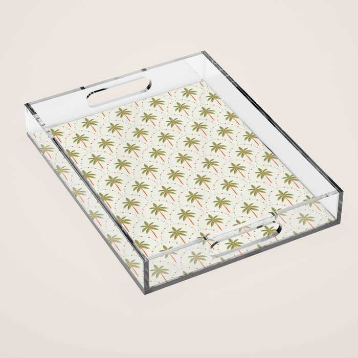 Vintage summer palm tree art pattern Acrylic Tray Gallery Image 1