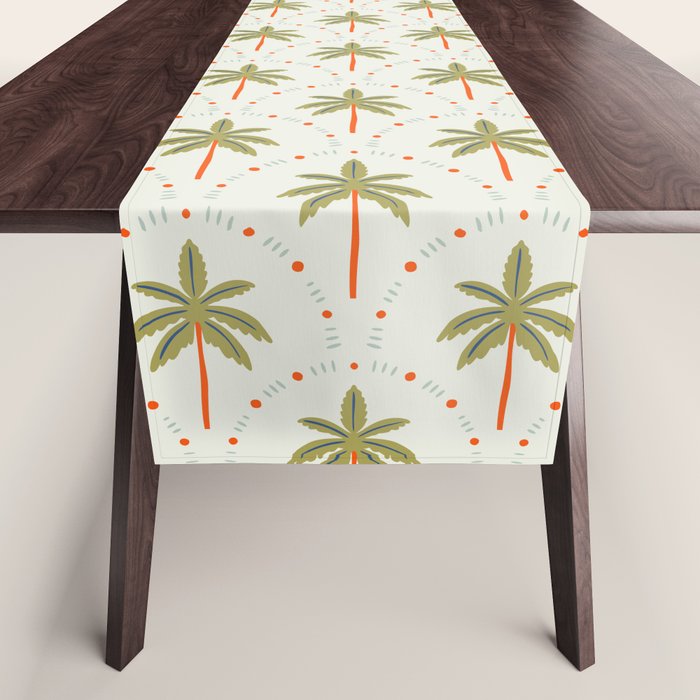 Vintage summer palm tree art pattern Table Runner Gallery Image 1