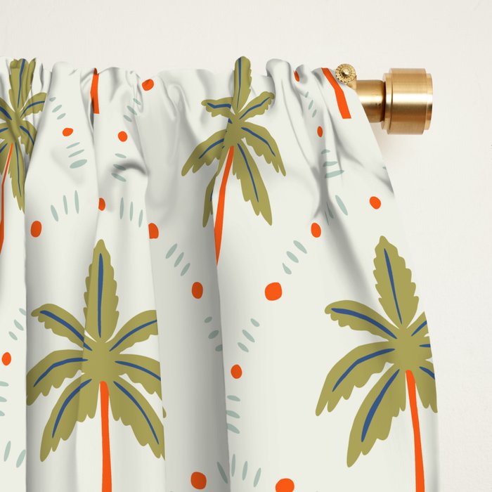 Vintage summer palm tree art pattern Window Curtain Gallery Image 2