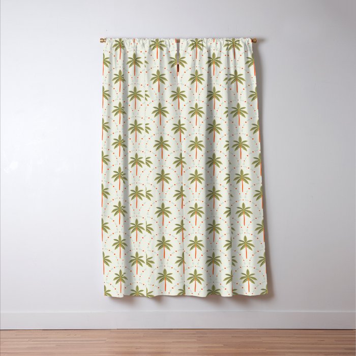 Vintage summer palm tree art pattern Window Curtain Gallery Image 3