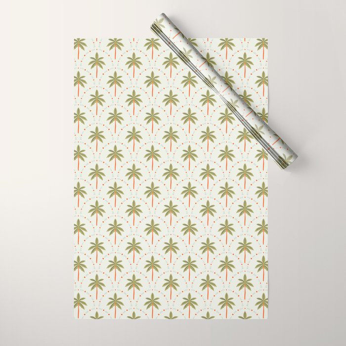 Vintage summer palm tree art pattern Wrapping Paper Gallery Image 1