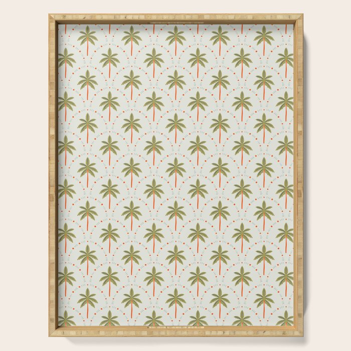 Vintage summer palm tree art pattern Serving Tray Gallery Image 1