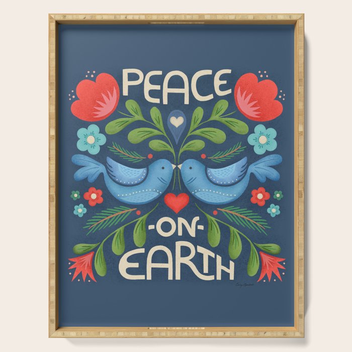 Peace On Earth Doves - Blue Serving Tray Gallery Image 1