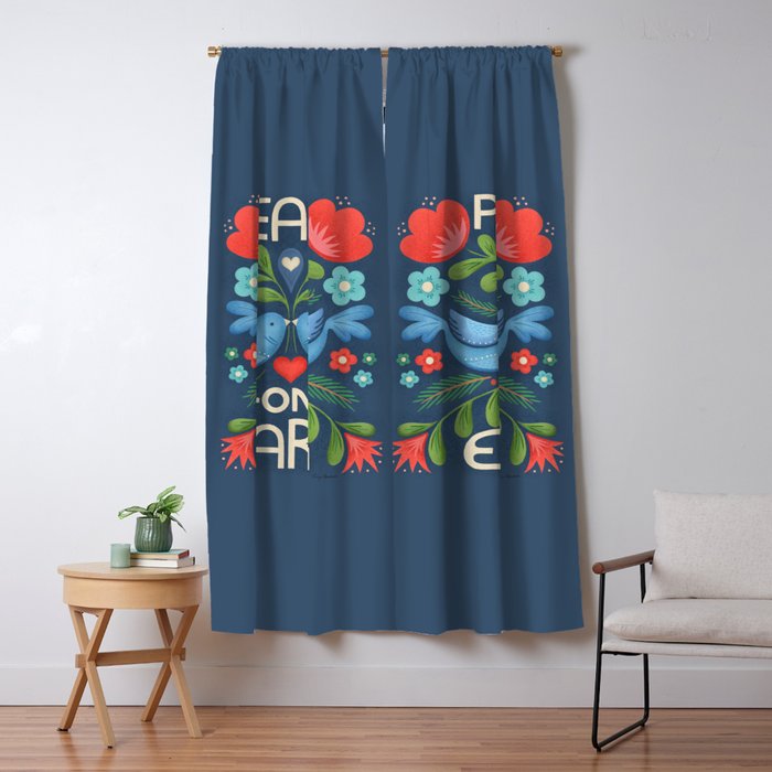 Peace On Earth Doves - Blue Window Curtain Gallery Image 1