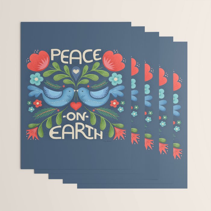 Peace On Earth Doves - Blue Wrapping Paper Gallery Image 3