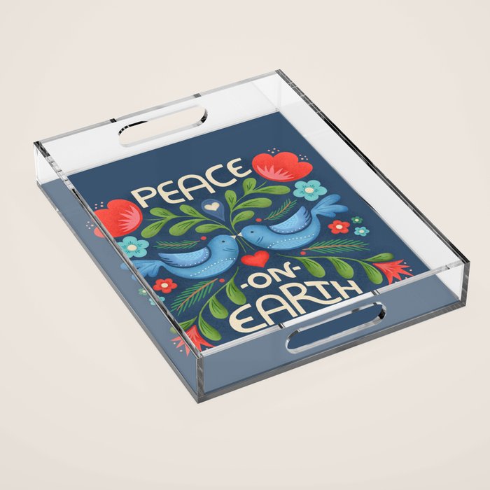 Peace On Earth Doves - Blue Acrylic Tray Gallery Image 1