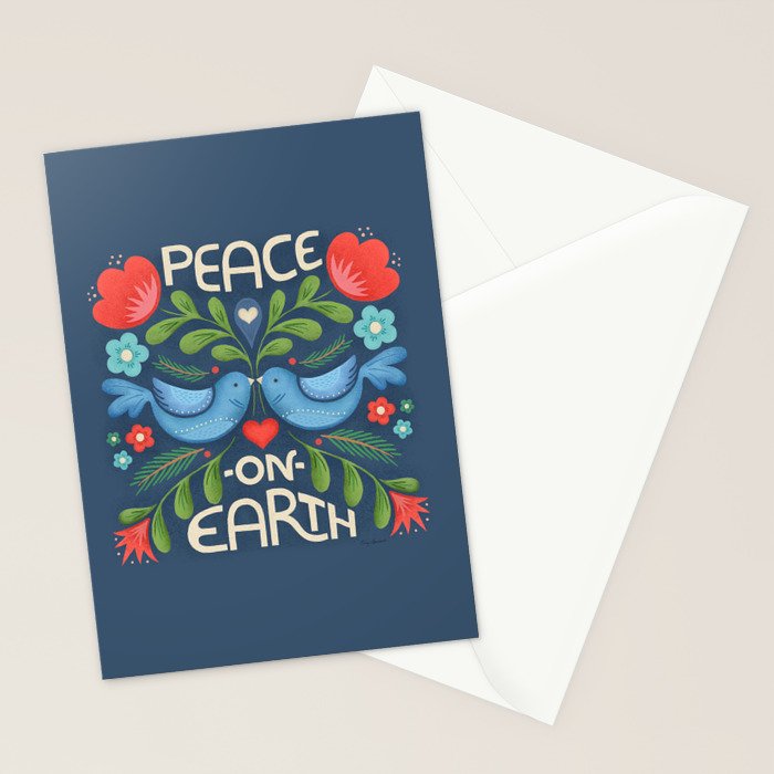 Peace On Earth Doves - Blue Stationery Card Gallery Image 2
