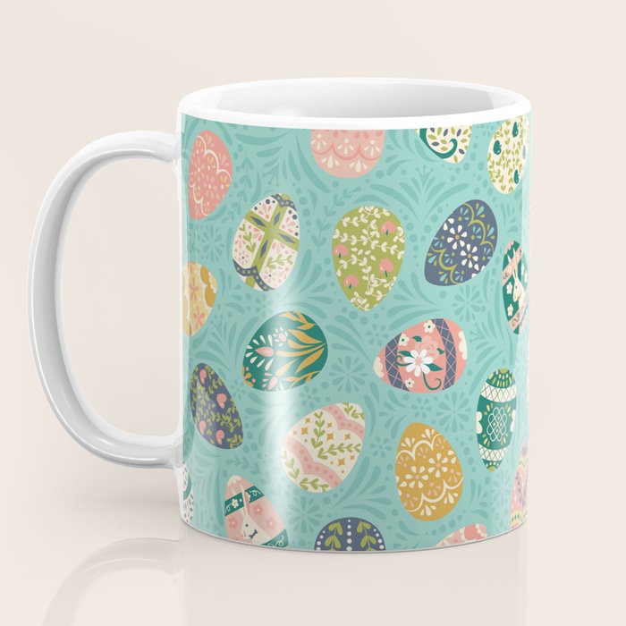 Floral Easter Eggs - Aqua Coffee Mug Gallery Image 3