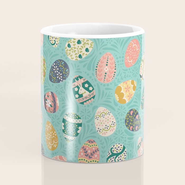 Floral Easter Eggs - Aqua Coffee Mug Gallery Image 4