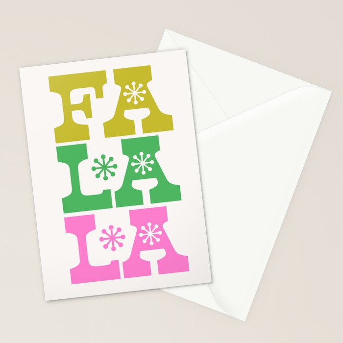 Fa La La- Pink & Green Stationery Card Gallery Image 2