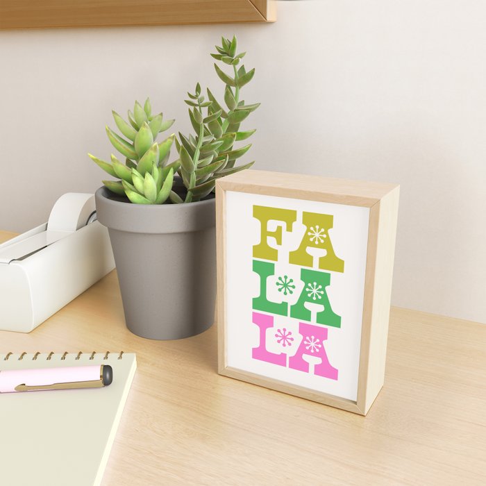 Fa La La- Pink & Green Mini Art Print Gallery Image 2