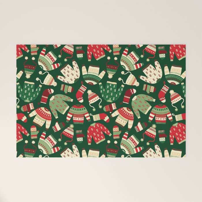 Ugly Christmas Fashion red green white Welcome Mat Gallery Image 1