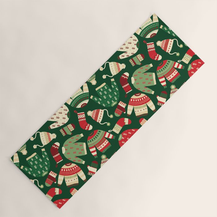 Ugly Christmas Fashion red green white Yoga Mat Gallery Image 1