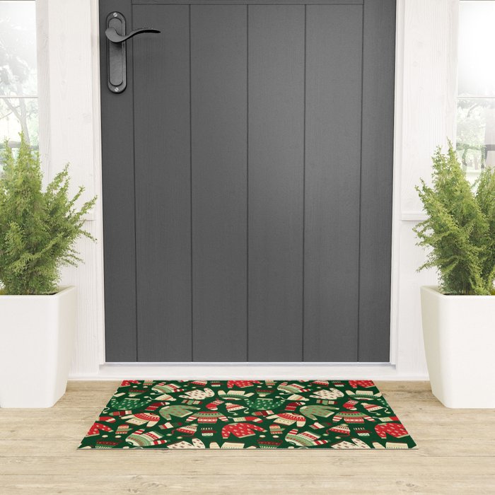 Ugly Christmas Fashion red green white Welcome Mat Gallery Image 3