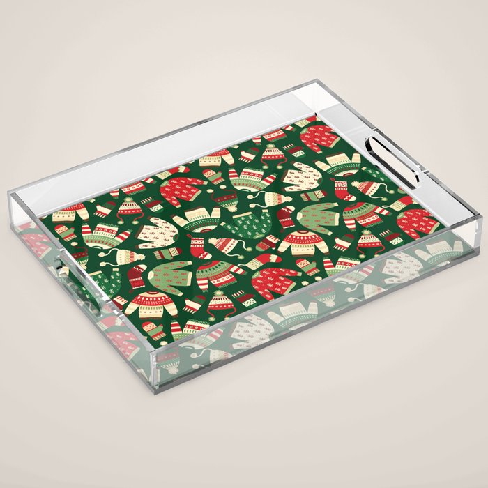 Ugly Christmas Fashion red green white Acrylic Tray Gallery Image 1