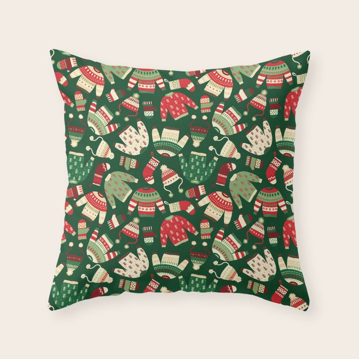 Ugly Christmas Fashion red green white Throw Pillow Gallery Image 6