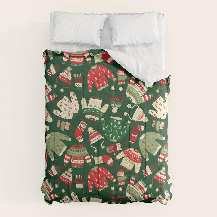 Ugly Christmas Fashion red green white Comforter Gallery Image 1