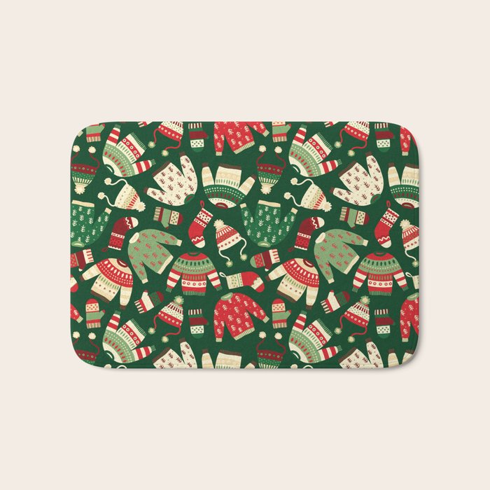 Ugly Christmas Fashion red green white Bath Mat Gallery Image 1