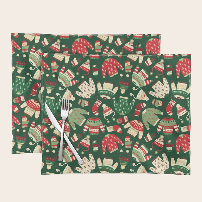 Ugly Christmas Fashion red green white Placemat Gallery Image 1