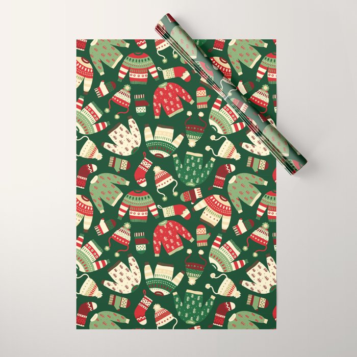 Ugly Christmas Fashion red green white Wrapping Paper Gallery Image 1