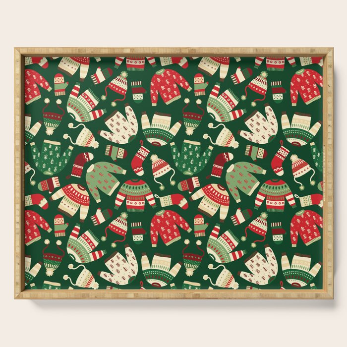 Ugly Christmas Fashion red green white Serving Tray Gallery Image 1