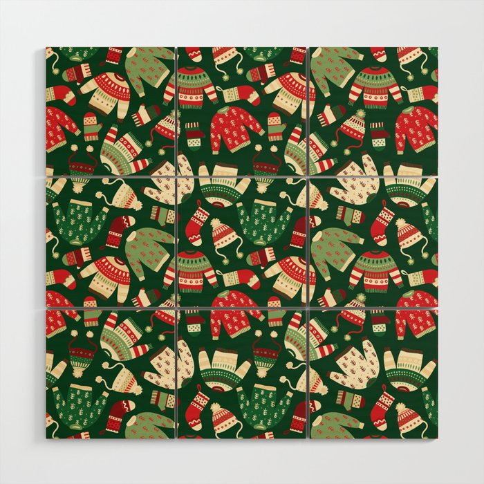 Ugly Christmas Fashion red green white Wood Wall Art Gallery Image 1
