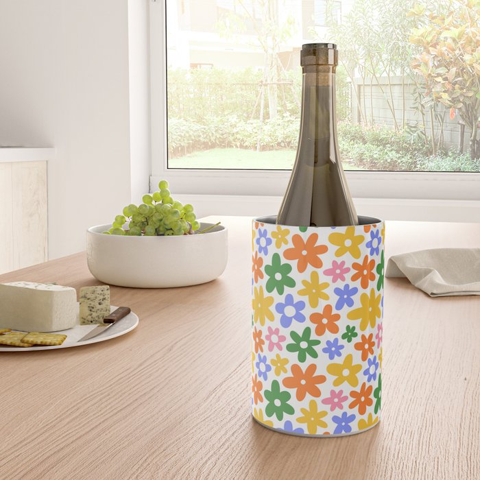 Colorful retro flower art pattern Wine Chiller Gallery Image 4