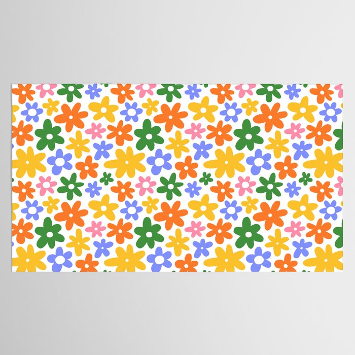 Colorful retro flower art pattern Tablecloth Gallery Image 2