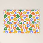 Colorful retro flower art pattern Welcome Mat Gallery Image 1