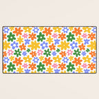 Colorful retro flower art pattern Desk Mat Gallery Image 3
