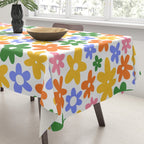 Colorful retro flower art pattern Tablecloth Gallery Image 3