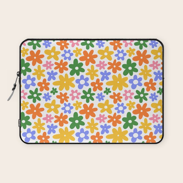 Colorful retro flower art pattern Laptop Sleeve Gallery Image 1