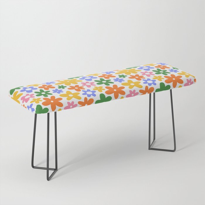 Colorful retro flower art pattern Bench Gallery Image 1