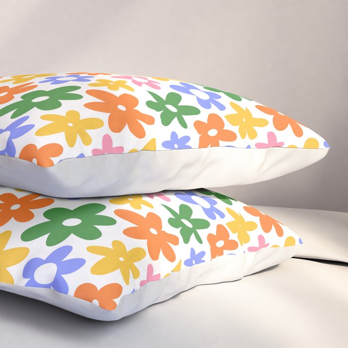 Colorful retro flower art pattern Pillow Sham Gallery Image 3