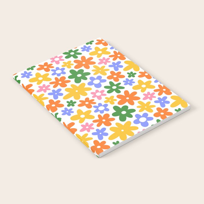 Colorful retro flower art pattern Notebook Gallery Image 1