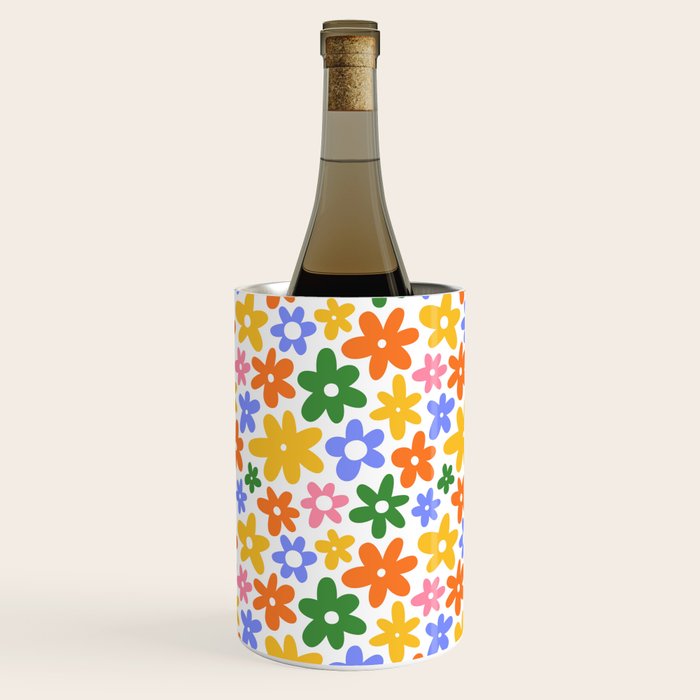 Colorful retro flower art pattern Wine Chiller Gallery Image 3